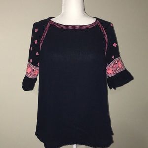 Crown & Ivy Dark Blue with pink accent Top - Small